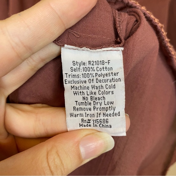 JOHNNY WAS Workshop Megan Embroidered Flare Sleeve Tunic Top Cocoa Brown Sz XL - Picture 12 of 12